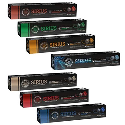 Sirius Premium Kapsül Kahve 7li Set (Lungo, Italy, Ristretto, Smooth, Sport, Decaf, Organik) (7 x 10 Adet)