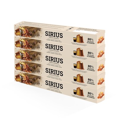 Sirius Premium Karamel Aromalı Kapsül Kahve 5li Set (50 Adet)
