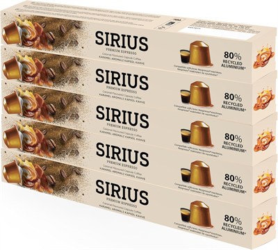 Sirius Premium Karamel Aromalı Kapsül Kahve 5li Set (50 Adet)