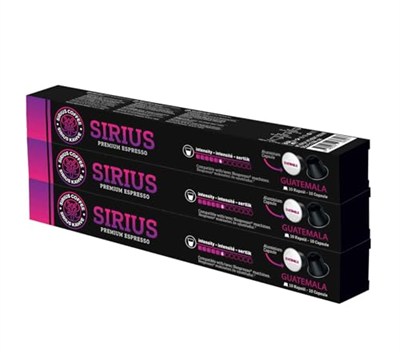 Sirius Premium Single Kapsül Kahve Guatemala (Nespresso Uyumlu) 3lü Set (30 Kapsül)