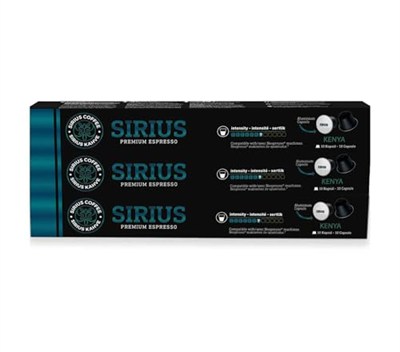 Sirius Premium Single Kapsül Kahve Kenya (Nespresso Uyumlu) 3lü Set (30 Kapsül)
