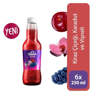 Sırma Karma Karadut ve Kiraz Çiçeği Aromalı Vişneli Doğal Maden Suyu 6x250 ml