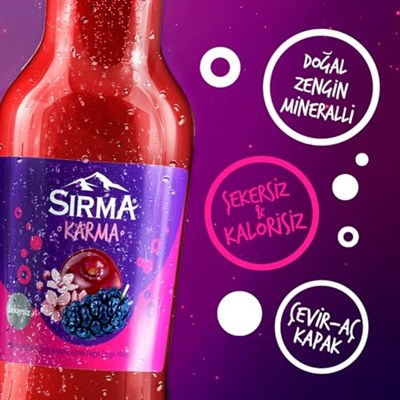 Sırma Karma Karadut ve Kiraz Çiçeği Aromalı Vişneli Doğal Maden Suyu 6x250 ml