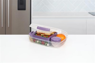 Sistema To Go Collection Büyük Bento Kutusu Plastik Öğle Yemeği ve Yiyecek Saklama Kabı, 7,4 Fincan, Çok Bölmeli, Renk Değişimi | BPA İçermez, Büyük Boy (4lü Paket)