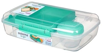 Sistema To Go Collection Büyük Bento Kutusu Plastik Öğle Yemeği ve Yiyecek Saklama Kabı, 7,4 Fincan, Çok Bölmeli, Renk Değişimi | BPA İçermez, Büyük Boy (4lü Paket)