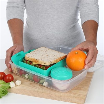 Sistema To Go Collection Büyük Bento Kutusu Plastik Öğle Yemeği ve Yiyecek Saklama Kabı, 7,4 Fincan, Çok Bölmeli, Renk Değişimi | BPA İçermez, Büyük Boy (4lü Paket)