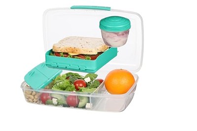 Sistema To Go Collection Büyük Bento Kutusu Plastik Öğle Yemeği ve Yiyecek Saklama Kabı, 7,4 Fincan, Çok Bölmeli, Renk Değişimi | BPA İçermez, Büyük Boy (4lü Paket)