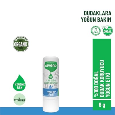 Siveno%100 Doğal Dudak Koruyucu Yoğun Etki Bitkisel Lipbalm Krem Nemlendirici Parlatıcı Onarıcı 6 G