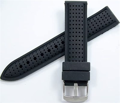 Siyah 20mm Silikon Spor Saat Kordonu Slikon Saat Kayışı Medium Bo