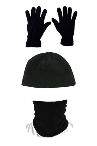 Siyah 3lü Set: Bere, Boyunluk, Eldiven, Termal Çorap Hediyeli, Unisex 3lü Set: Bere Boyunluk Eldiven