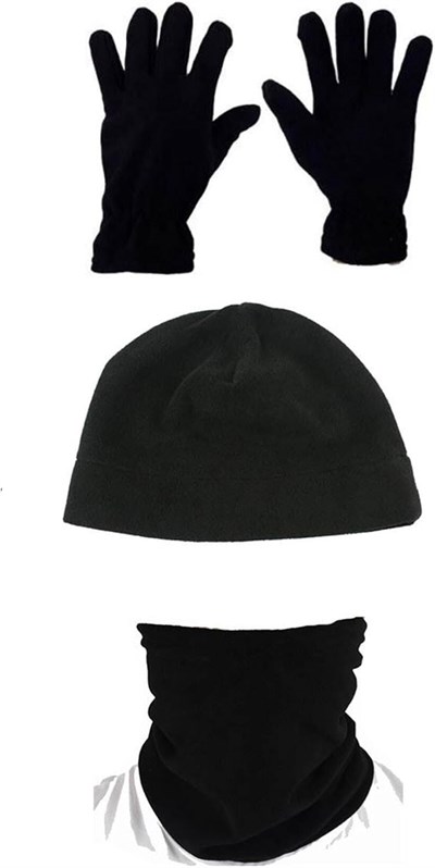 Siyah 3lü Set: Bere, Boyunluk, Eldiven, Termal Çorap Hediyeli, Unisex 3lü Set: Bere Boyunluk Eldiven