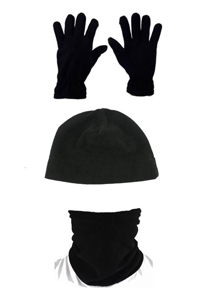 Siyah 3lü Set: Bere, Boyunluk, Eldiven, Termal Çorap Hediyeli, Unisex 3lü Set: Bere Boyunluk Eldiven