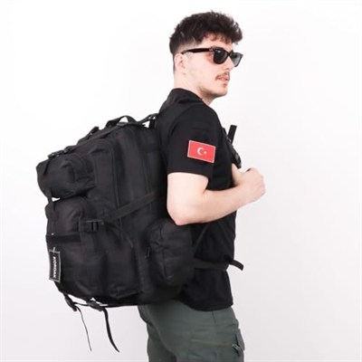Siyah 42 Lt Taktik Outdoor Sırt Çantası,MOLLE Sistemli, Suya Dayanıklı, Çok Gözlü, Outdoor, Kamp, Avcılık, Günlük Kullanım, Erkek, Kadın