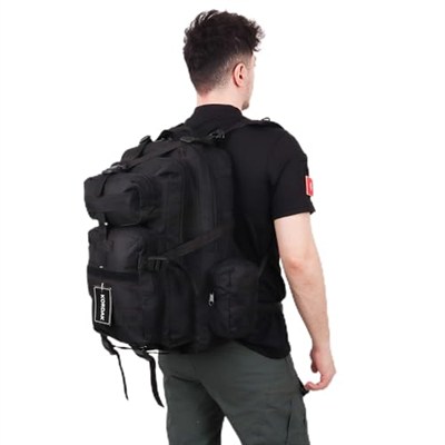 Siyah 42 Lt Taktik Outdoor Sırt Çantası,MOLLE Sistemli, Suya Dayanıklı, Çok Gözlü, Outdoor, Kamp, Avcılık, Günlük Kullanım, Erkek, Kadın