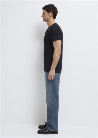 Siyah Basic Tişört Fitted/Vücuda Oturan Kesim 062772-26341