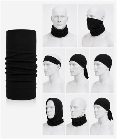 Siyah Boyunluk Bandana Buff Saç Bandı Maske Balaklava Toka