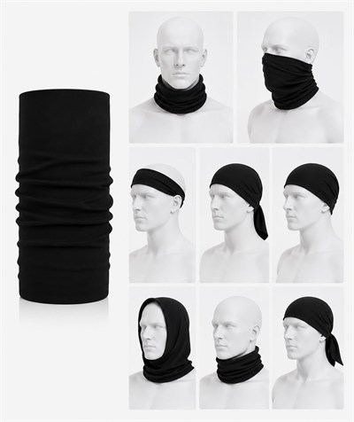 Siyah Boyunluk Bandana Buff Saç Bandı Maske Balaklava Toka