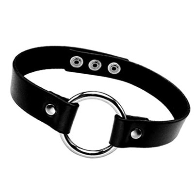 Siyah Deri Tasma Halka 35 cm Choker Bayan Kolye Takı Aksesuar