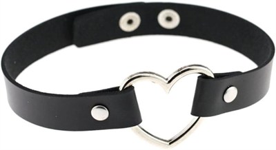 Siyah Deri Tasma Kalp 35 cm Choker Bayan Kolye Takı Aksesuar