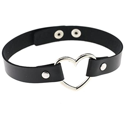 Siyah Deri Tasma Kalp 35 cm Choker Bayan Kolye Takı Aksesuar