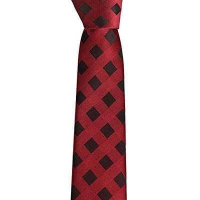 Siyah Kareli Bordo Slim Kravat SKS-3