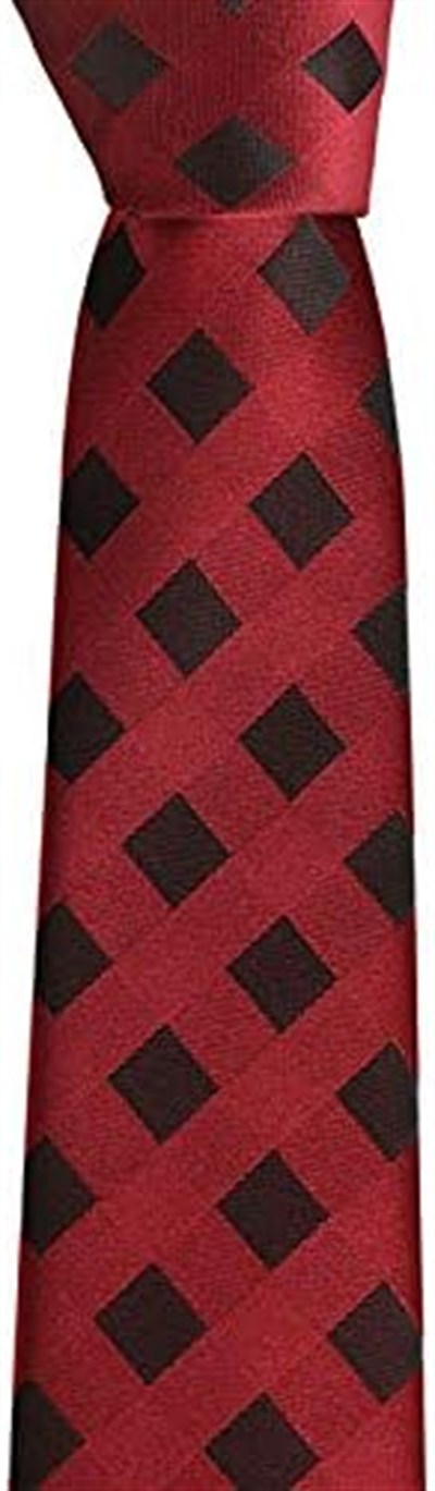 Siyah Kareli Bordo Slim Kravat SKS-3