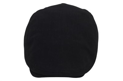 Siyah Kasket Pamuklu London Flat Cap Şapka