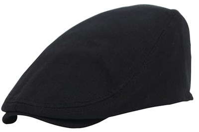 Siyah Kasket Pamuklu London Flat Cap Şapka