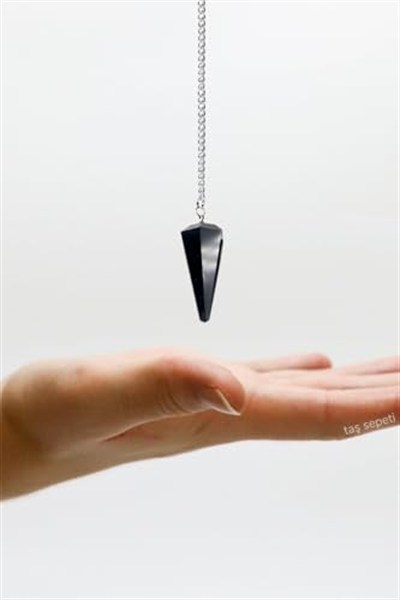 Siyah Obsidyen Doğal Taşı Black Obsidian Pandül Sarkaç Siyah
