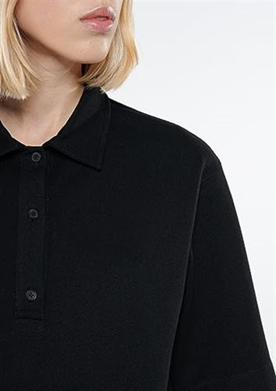 Siyah Polo Tişört Crop/Kısa Kesim 1611473-900