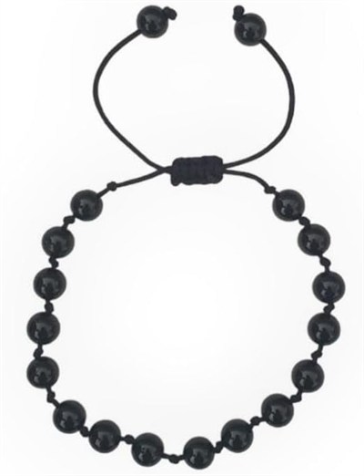 Siyah Turmalin Bileklik 6 mm. Makrome Ayarlı 311-2
