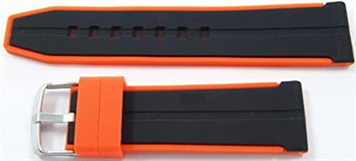 Siyah Turuncu 24mm Saat Kordonu Kayışı Toz Tutmaz Kauçuk Silikon