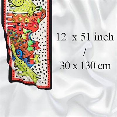 Siyah Turuncu Desenli İpeksi Fular