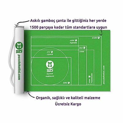 SIZS Puzzle Halısı 1000’lik den 6000liğe Kadar Farklı Boyutlar | Askılı Çanta | Puzzleı Sar Sakla ve Açtığında Kaldığın Yerden Devam Et (1500lük)