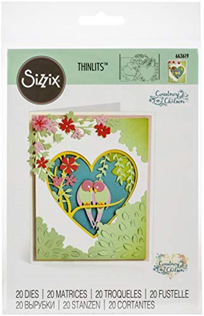 Sizzix Chilson Thinlits zımba şablonları 20 adet 663619 Aşk kuşları gölge tema kutusu Courtney, çok renkli, standart boyut