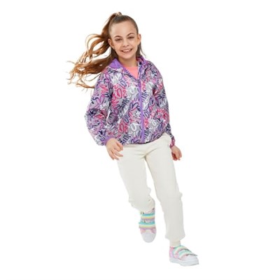 Skechers Micro Collection G Full Zip Hoodie Sweatshirt Kız Çocuk Gs Kırık Beyaz Mont