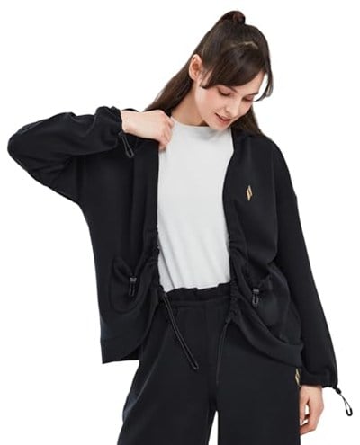 Skechers Soft Touch W Full Zip Hoodie Sweatshirt Kadın Siyah Fermuarlı Eşofman Üstü