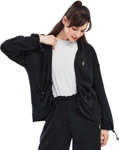 Skechers Soft Touch W Full Zip Hoodie Sweatshirt Kadın Siyah Fermuarlı Eşofman Üstü