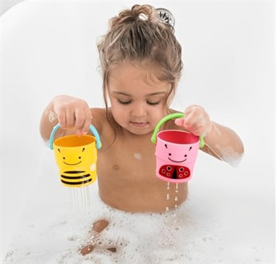Skip Hop 235355 Hayvanat Bahçesi Bath deste & pour buckets – bebek oyuncağı küçük bardak için istiflenebilir