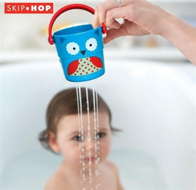 Skip Hop 235355 Hayvanat Bahçesi Bath deste & pour buckets – bebek oyuncağı küçük bardak için istiflenebilir