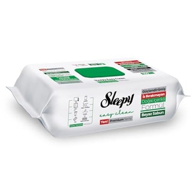Sleepy Easy Clean Premium Beyaz Sabun Katkılı Yüzey Temizlik Havlusu Mendili 100 Yaprak