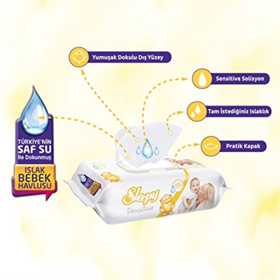 Sleepy Sensitive Islak Havlu, 90lı (3 paketi) - Seçenekler: Sensitive - 90 Adet (3 paketi), Sensitive - 90 Adet...