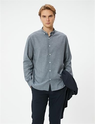 Slim Fit Gömlek Uzun Kollu Klasik Yaka Düğmeli