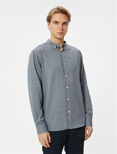 Slim Fit Gömlek Uzun Kollu Klasik Yaka Düğmeli