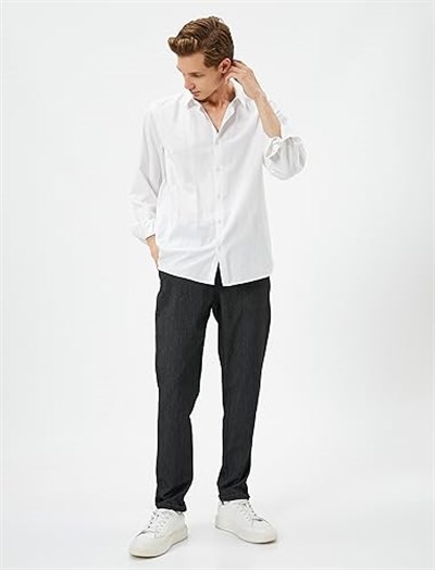 Slim Fit Pocket Detail Drawstring Classic Trousers