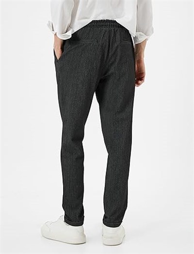 Slim Fit Pocket Detail Drawstring Classic Trousers