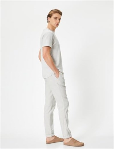 Slim Fit Tişört Bisiklet Yaka Kısa Kollu Dokulu