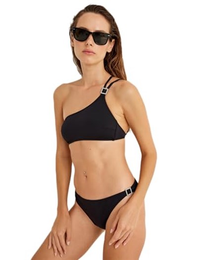 Slip Bikini Altı Taşlı Toka Detaylı Standart Bel Mat Kumaş