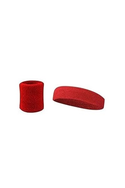 Slipt Sporcu Saç Bandı + Sporcu Bilekliği Spor Bileklik Saç Bandı Kırmızı