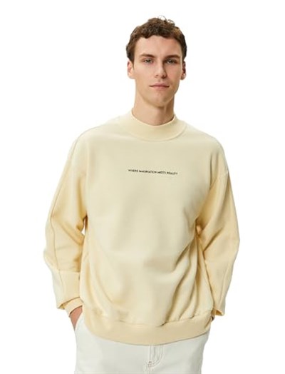 Slogan Embroidered Long Sleeve High Neck Sweat